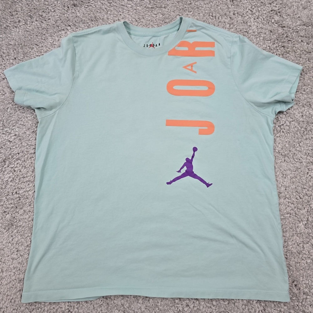 Jordan Men Blue Jumpman Logo Stretch Shirt Size XXL Y2K Streetwear Athleisure